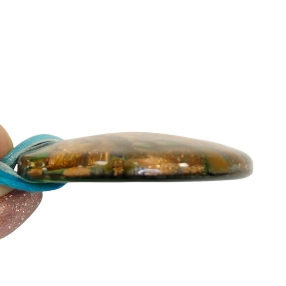 ART GLASS PENDANT NECKLACE ROPE CIRCLE HEART SWIRL GLITTER HANDMADE - Picture 3 of 15